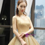 Marvelous Gold Ball Gown Sequins Straps Sweet 16 Floor Length Prom Dress