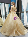 Marvelous Gold Ball Gown Sequins Straps Sweet 16 Floor Length Prom Dress