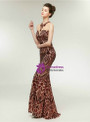 Classic Burgundy Mermaid Sequins Backless Floor Length  Prom Dress