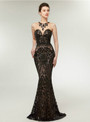 Romance Black Mermaid Sequins Scoop Sleeveless Floor Length Prom Dress