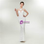 Luxurious White Mermaid See Through Neck Sequins Prom Dress