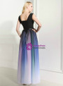 A-Line Blue Gradual Change Color Chiffon V-neck Pleats Floor Length Prom Dress