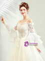 In Stock:Ship in 48 Hours Spaghetti Straps Puff Sleeve Wedding Dress