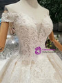 Shop 2019 Long & Short Champagne Ball Gown Sequins Lace Appliques Off The Shoulder Wedding Dress With Factory Price From Kemedress