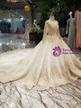 Shop 2019 Long & Short Champagne Ball Gown Tulle Sequins Long Sleeve Appliques Wedding Dress With Beading With Factory Price From Kemedress