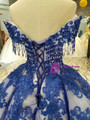 Shop 2019 Long & Short Blue Lace Ball Gown Off The Shoulder Wedding Dress With Beading With Factory Price From Kemedress