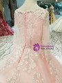 Shop 2019 Long & Short Pink Ball Gown Tulle Long Sleeve Lace Appliques Wedding Dress With Beading With Factory Price From Kemedress