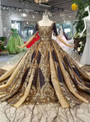 Shop 2019 Long & Short Gold Ball Gown Sequins Square Short SLeeve Backless Wedding Dress With Train With Factory Price From Kemedress