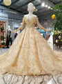 Shop 2019 Long & Short Champagne Gold Tulle Sequins Off The Shoulder Beading Wedding Dress With Factory Price From Kemedress