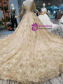 Shop 2019 Long & Short Champagne Gold Tulle Sequins Off The Shoulder Beading Wedding Dress With Factory Price From Kemedress