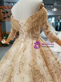 Shop 2019 Long & Short Champagne Gold Tulle Sequins Off The Shoulder Beading Wedding Dress With Factory Price From Kemedress