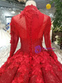 Shop 2019 Long & Short Red Ball Gown High Neck Long Sleeve Appliques Floor Length Wedding Dress With Factory Price From Kemedress