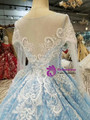 Shop 2019 Long & Short Blue Ball Gown Tulle Sequins Bling Bling Lace Appliques Long Sleeve Wedding Dress With Factory Price From Kemedress