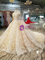Shop 2019 Long & Short Champagne Ball Gown Lace Appliques Off The Shoulder Wedding Dress With Beading With Factory Price From Kemedress