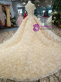 Shop 2019 Long & Short Champagne Ball Gown Lace Appliques Off The Shoulder Wedding Dress With Beading With Factory Price From Kemedress