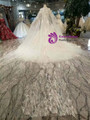 Shop 2019 Long & Short Champagne Tulle Sequins Mermaid Cap Sleeve Appliques Wedding Dress With Long Train With Factory Price From Kemedress