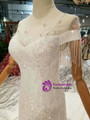Shop 2019 Long & Short Light Champagne Mermaid Tulle Sequins Cap Sleeve Backless Beading Wedding Dress With Factory Price From Kemedress