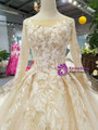 Shop 2019 Long & Short Chamapgne Ball Gown Tulle Sequins Appliques Backless Long Sleeve Wedding Dress With Factory Price From Kemedress