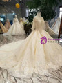 Shop 2019 Long & Short Champagne Ball Gown Tulle Sequins Appliques Backless Wedding Dress With Train With Factory Price From Kemedress