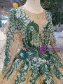 Shop 2019 Long & Short Gold Ball Gown Sequins Green Lace Appliques Long Sleeve Wedding Dress With Factory Price From Kemedress