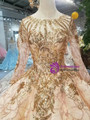 Shop 2019 Long & Short Champagne Tulle Gold Sequins Long Sleeve Wedding Dress With Train With Factory Price From Kemedress