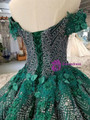 Shop 2019 Long & Short Dark Green Ball Gown Sequins Off The Shoulder Appliques Wedding Dress With Factory Price From Kemedress