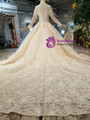 Shop 2019 Long & Short Chamapgne Ball Gown Tulle Lace High Neck Long Sleeve Wedding Dress With Factory Price From Kemedress
