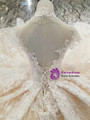 Shop 2019 Long & Short Champagne Ball Gown High Neck Backless Cap Sleeve Beaidng Wedding Dress With Factory Price From Kemedress