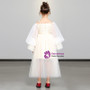 Shop 2019 Long & Short In Stock:Ship in 48 Hours White Tulle Spaghetti Straps Puff Sleeve Flower Girl Dress With Factory Price From Kemedress
