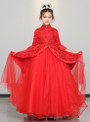 Shop 2019 Long & Short In Stock:Ship in 48 Hours Red High Neck Half Sleeve Flower Girl Dress With Factory Price From Kemedress