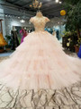 Shop 2019 Long & Short Pink Ball Gown Tulle High Neck Cap Sleeve Backless Appliques Wedding Dress With Factory Price From Kemedress
