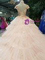 Shop 2019 Long & Short Pink Ball Gown Tulle High Neck Cap Sleeve Backless Appliques Wedding Dress With Factory Price From Kemedress