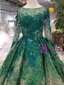 Shop 2019 Long & Short Green Ball Gown Tulle Sequins Bateau Long Sleeve Appliques Wedding Dress With Factory Price From Kemedress