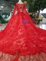 Shop 2019 Long & Short Red Ball Gown Lace Tulle Sequins Bateau See Through Back Wedding Dress With Factory Price From Kemedress