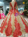 Shop 2019 Long & Short Gold Ball Gown Sequins Red Lace Appliques Long Sleeve Wedding Dress With Beading With Factory Price From Kemedress