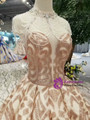 Shop 2019 Long & Short Gold Ball Gown Sequins High Neck Backless Beading Floor Length Wedding Dress With Factory Price From Kemedress