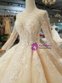 Shop 2019 Long & Short Champagne Ball Gown Tulle Sequins Long Sleeve Appliques Beading Wedding Dress With Factory Price From Kemedress