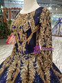 Shop 2019 Long & Short Blue Ball Gown Sequins Gold Sequins Appliuqes Long Sleeve Wedding Dress With Factory Price From Kemedress