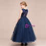Shop 2019 Long & Short A-Line Navy Blue Tulle Scoop Sleeveless Appliques Flower Girl Dress With Factory Price From Kemedress