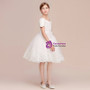 Shop 2019 Long & Short A-Line White Tulle Satin Lace Short Sleeve Knee Length Flower Girl Dress With Factory Price From Kemedress