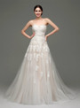 Shop 2019 Long & Short A-Line Champagne Tulle Lace Appliqeus Sweetheart Wedding Dress With Factory Price From Kemedress