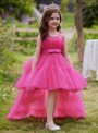 In Stock:Ship in 48 Hours Hot Pink Tulle Hi Lo Flower Girl Dress 