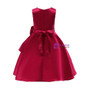 Shop 2019 Long & Short In Stock:Ship in 48 Hours Burgundy Satin Flower Girl Dress With Bow With Factory Price From Kemedress