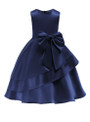 Shop 2019 Long & Short In Stock:Ship in 48 Hours Navy Blue Satin Flower Girl Dress With Bow With Factory Price From Kemedress