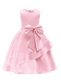 Shop 2019 Long & Short In Stock:Ship in 48 Hours Pink Satin Flower Girl Dress With Bow With Factory Price From Kemedress