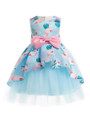 Shop 2019 Long & Short In Stock:Ship in 48 Hour Blue Tulle Print Flwoer Girl Dress With Bow With Factory Price From Kemedress