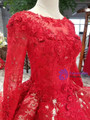 Shop 2019 Long & Short Red Ball Gown Tulle Sequins Embroidery Appliques Long Sleeve Wedding Dress With Factory Price From Kemedress