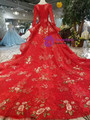 Shop 2019 Long & Short Red Ball Gown Tulle Sequins Embroidery Appliques Long Sleeve Wedding Dress With Factory Price From Kemedress