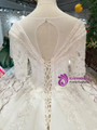 Shop 2019 Long & Short Ivory White Ball Gown Short Sleeve Backless Appliques Beading Wedding Dress With Factory Price From Kemedress