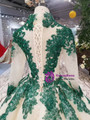 Shop 2019 Long & Short Champagne Ball Gown Tulle Sequins Green Sequins Appliques Long Sleeve Wedding Dress With Factory Price From Kemedress